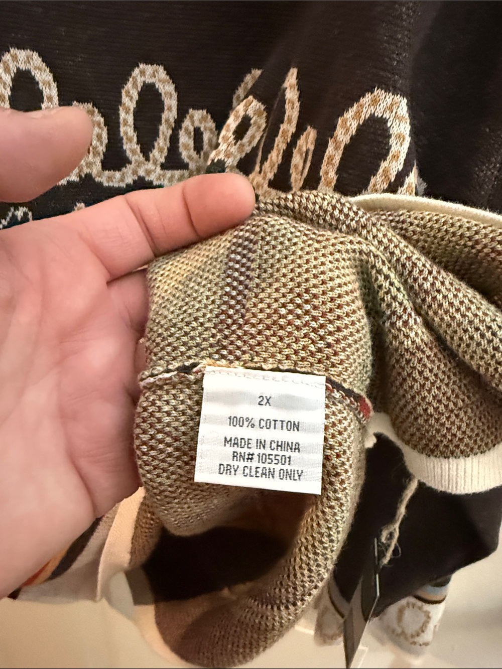 NWT Double D Ranch Brown with Cream Trim Western Cowboy Crewneck Sweater. 2X - Picture 7 of 14